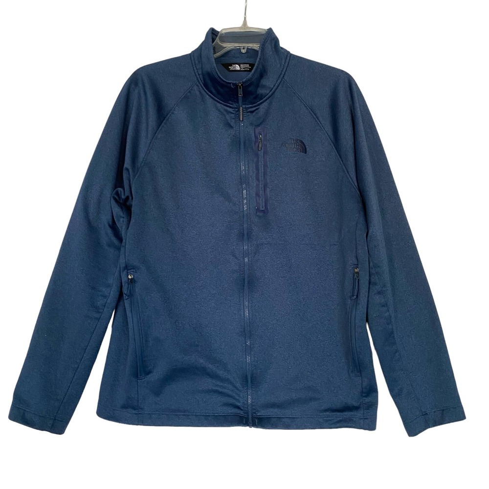 The North Face Athletic Jacket Size L Full Zip Navy Knit Lined Fleece Outdoor